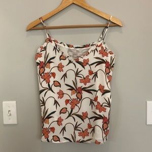 NWT Loft Ruffle White Floral Camisole Tank Top | Size SP